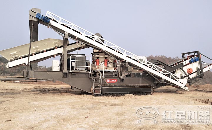 山東煙臺移動圓錐式碎石機安裝現場 山東煙臺移動圓錐式碎石機安裝現場